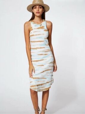 YFB Young Fabulous Broke Ribbed Tie Dye Maxi Dress M Shibori Boho Revolve EUC